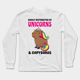 Easily Distracted by Unicorns and Capybaras Long Sleeve T-Shirt